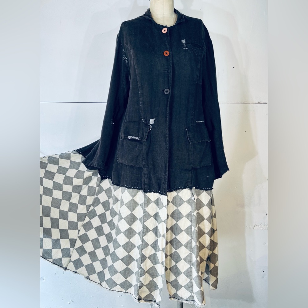 Magnolia Pearl Checkered Skirt Coat Jacket One Size NWT